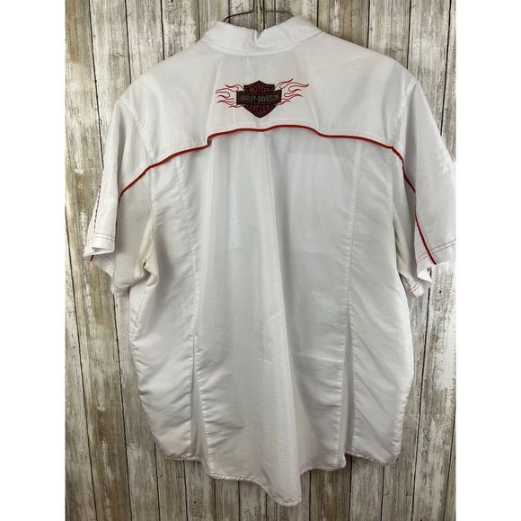 Harley-Davidson "The great American Hawg" Men's White Button up 2XL - Picture 8 of 9